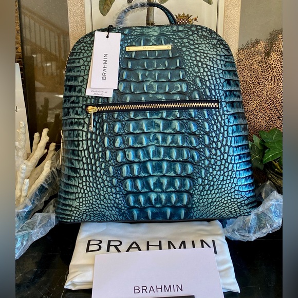 💎RARE ORIG VERDIGRIS MELBOURNE FELICITY BRAHMIN BACKPACK STYLE BAG ~ NWT - Picture 5 of 12